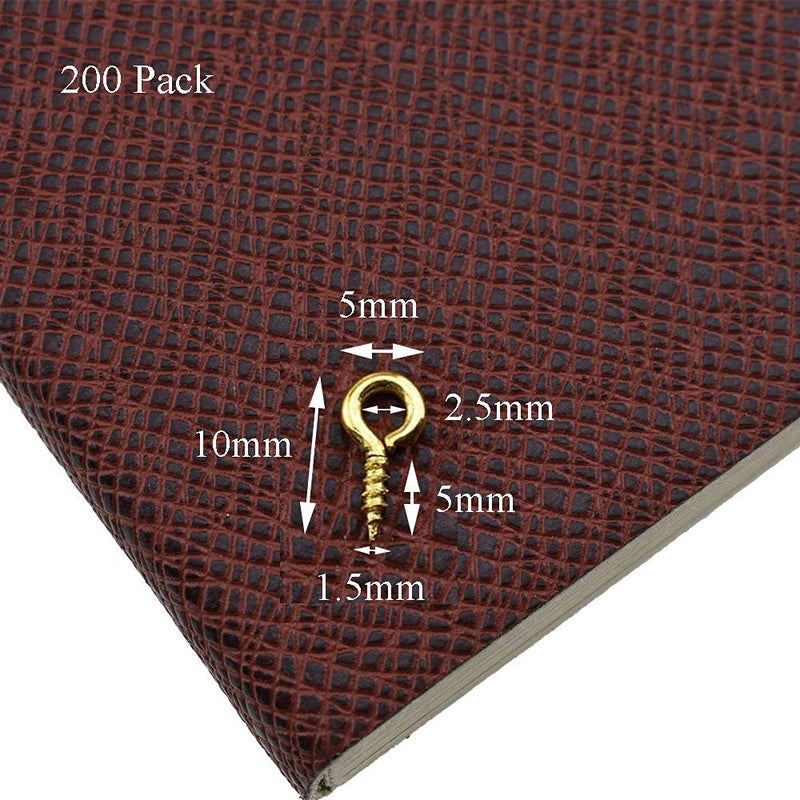 BINZZO 3/8 Inch Small Screw Eyes Solidly Closed Eyelet Threads Hold Tight Hand Twisting Cup Hooks Eyebolt Quality Aolly Gold 200 Pieces for Christmas Hanging Ornaments Jewelry Making Bead Crafts - Image 2